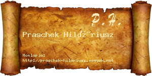 Praschek Hiláriusz névjegykártya